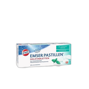 德国EMSER清凉润喉含片30粒薄荷味无糖润喉咙效期27年5月