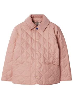 BURBERRY 女童大衣 80949351 AW2024 粉红色 绗缝翻领棉服