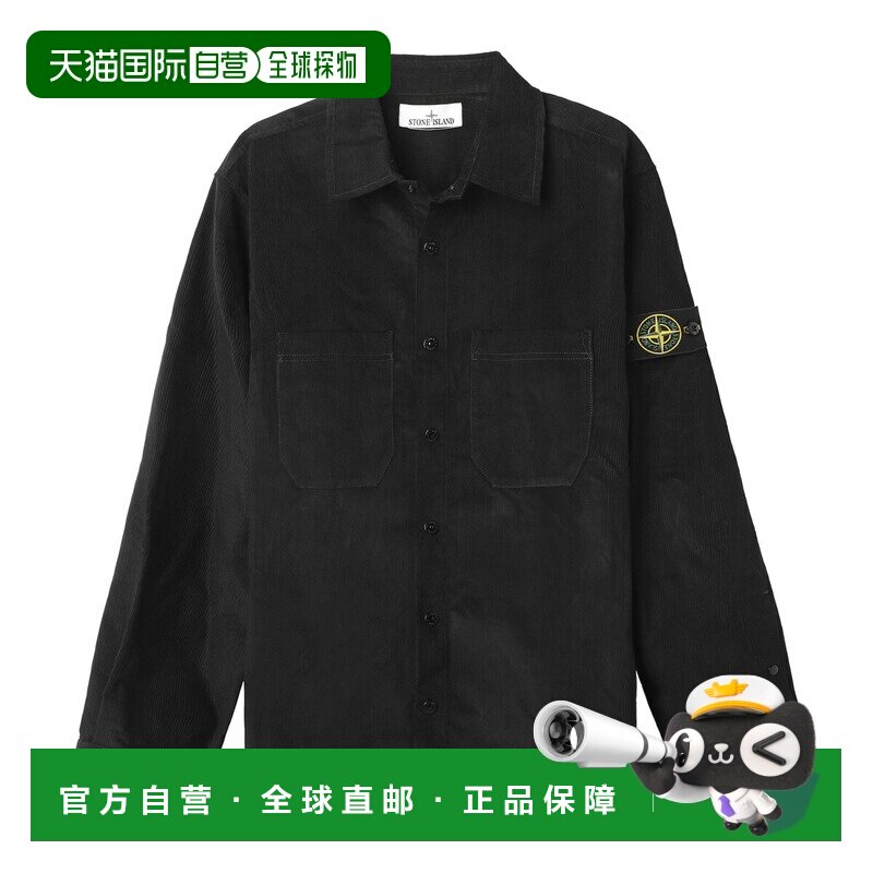 日本直邮Stone Island 男士长袖衬衫式夹克 常规领 黑色 COTTON M