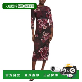 Mesh Ruched Midi Dress 美国奥莱直发 自营Anne purple Klein