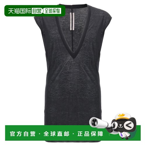 香港直邮RICK OWENS 男士背心 RU01F2157UC09 SS2026 黑色 V领背
