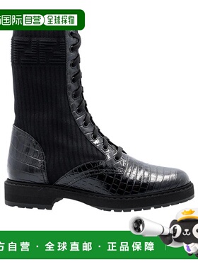 香港直邮Fendi 黑色皮质机车靴子 8T6780AHHA