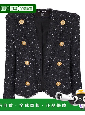 香港直邮BALMAIN 女士外套 EF0SC226XL06EAB SS2025 黑色 长袖休