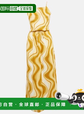 自营Faithfull The Brand Yellow Piedra Linen Cut-Out Maxi Dre