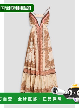 1h可退 香港直邮潮奢 ZIMMERMANN 女士 Maxine 印花苎麻中长连衣
