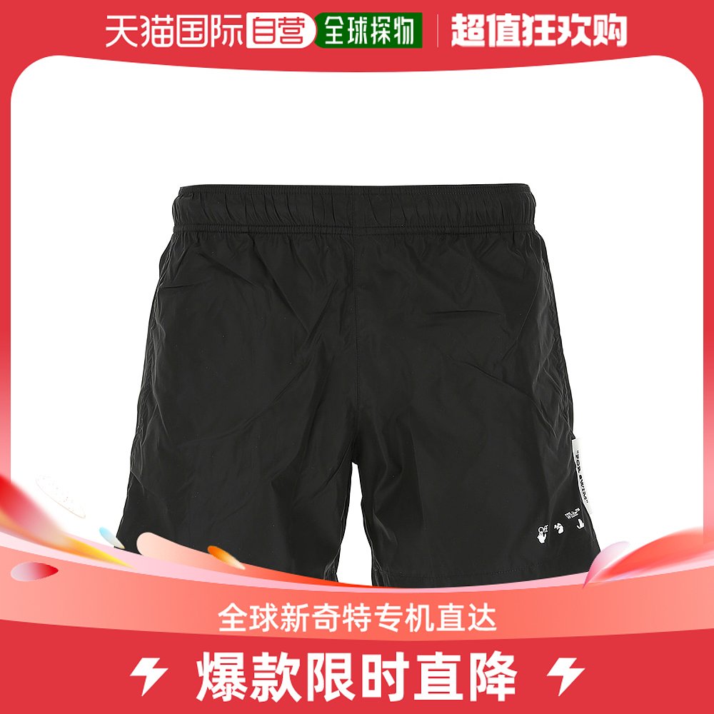 香港直邮Off White男士短裤黑色低腰瘦身OMFA003R21FAB001-1001
