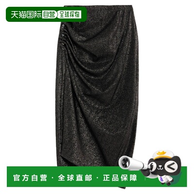 1h可退 香港直邮潮奢 Rabanne 女士 中长半身裙 black黑色 舒适时