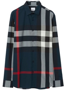 潮奢 Burberry 巴宝莉 男士 格纹长袖衬衫 8073216