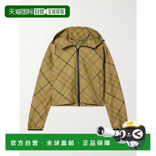 1h可退 香港直邮潮奢 Burberry 巴宝莉 女士 格紋拉鍊連帽夾克 80