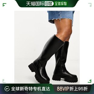 Carter 香港直邮潮奢 女士Curve 设计粗跟平底及膝靴子 ASOS 黑色