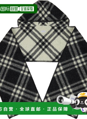 1h可退 香港直邮Burberry 巴宝莉 女士 黑色 & 灰白色 Check Hood