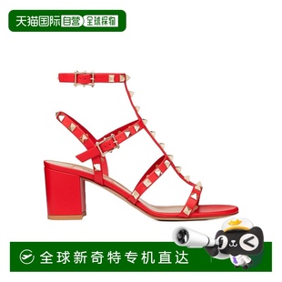 UW2S0491VBP牛皮 99新未使用 香港直邮Valentino 铆钉高跟凉鞋