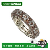 自营 棕色 纯银方晶锆石棕色和白色花朵永恒戒指 Suzy Levian