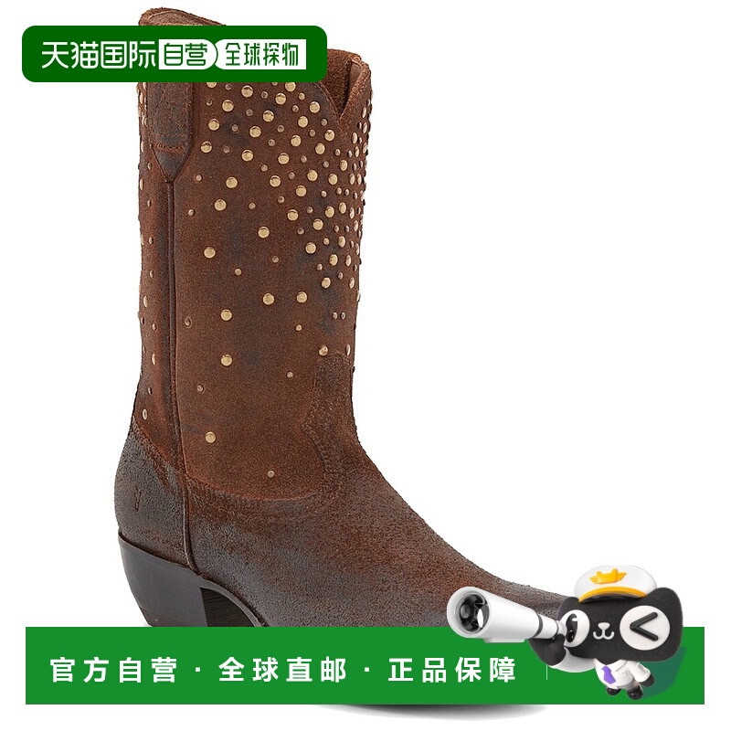 自营 Frye Sacha中钉绒面靴-棕色 中筒靴女靴美国直发奥莱