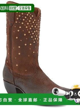 自营 Frye Sacha中钉绒面靴-棕色 中筒靴女靴美国直发奥莱