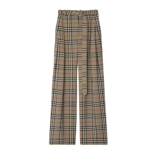 BURBERRY 女士休闲裤 81107171 AW2025 棕色 格纹束带长裤