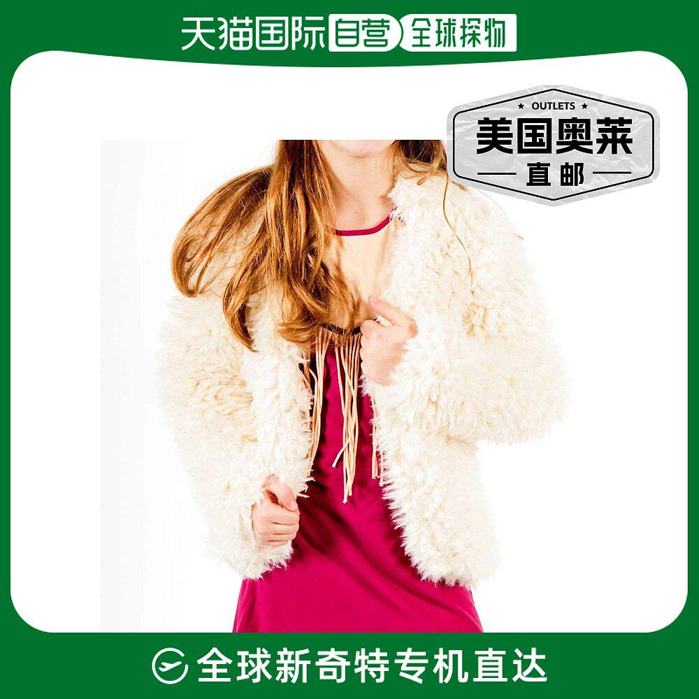 limeapple女孩奶油色仿羊羔绒人造毛皮连帽衫 - 奶油色 【美国奥