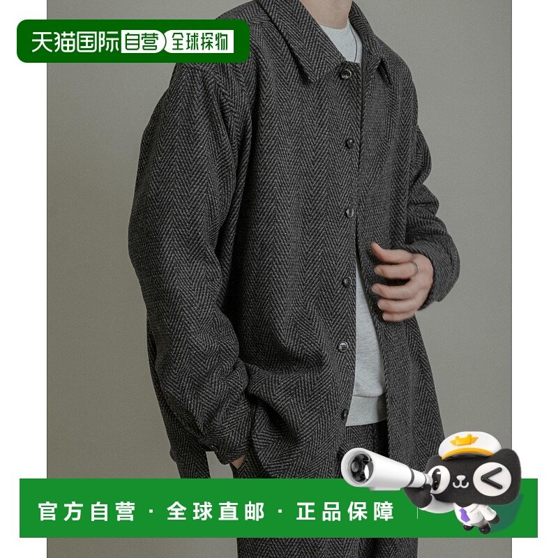 1h可退 日本直邮SENSE OF PLACE男装宽松半羊毛质感赫林顿衬衫外