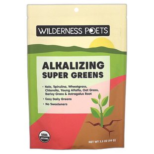 香港直邮Wilderness Poets LLC,有机碱化 Super Greens，3.5 盎司