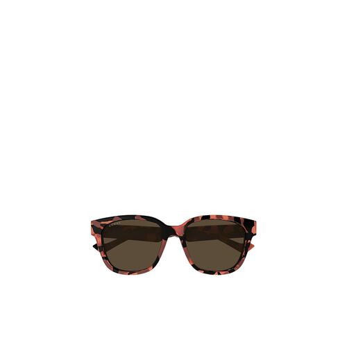 GUCCI 男士太阳镜 GG1430SK003 SS2024 棕色 方框徽标太阳镜