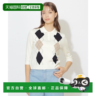 1h可退 日本直邮BLUE LABEL CRESTBRIDGE 女装 棉混纺 阿甘纹半袖