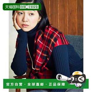 女士红色格纹羊毛围巾 1h可退 STANDARD FIFTY 793 日本直邮THREE