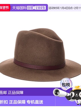 自营rag & bone Floppy Brim Leather-Trim Wool Fedora - brown