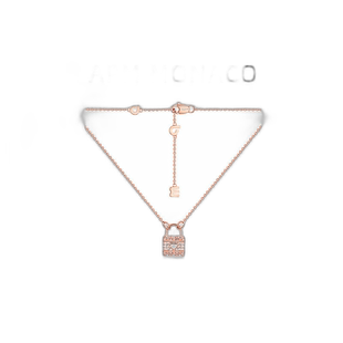 自营Apm MonacoMORSE CODE系列女士爱心锁项链玫瑰礼物纯银首饰