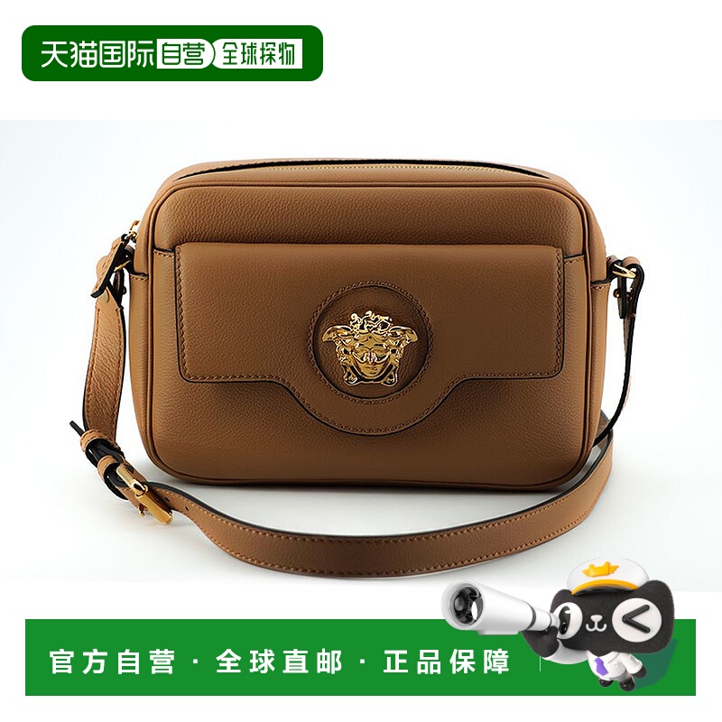 自营versaceBrown Calf Leather Camera Shoulder Bag - brown 美