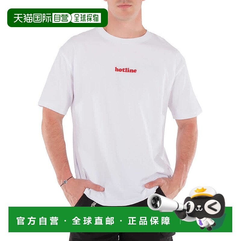 自营 GCDS热线刺绣棉T恤-白色 美国棉质直发上衣奥莱