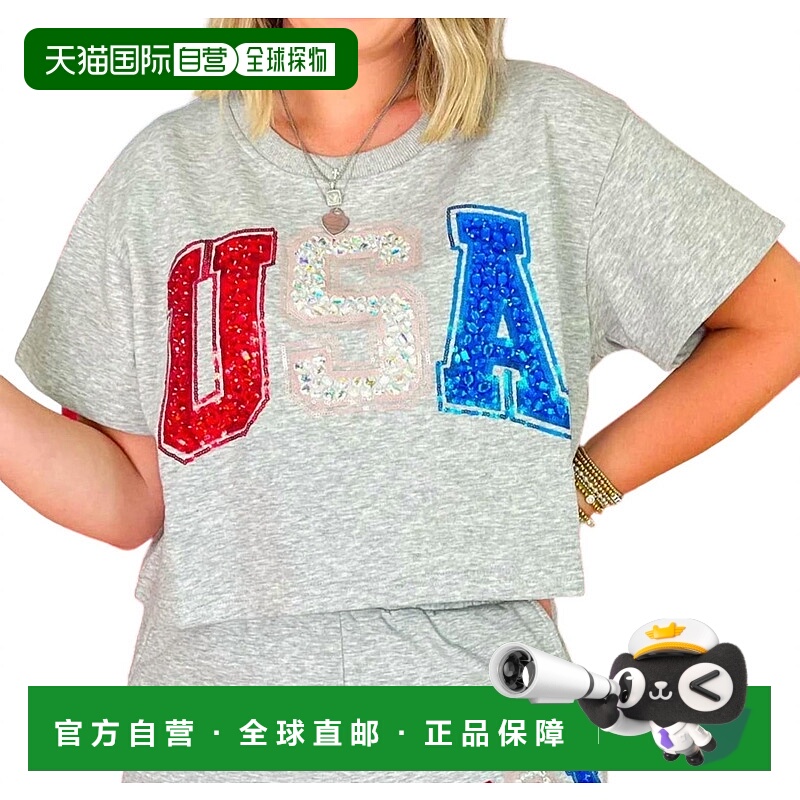 自营 queen of sparkles灰色串珠美国上衣 - 灰色 美国奥莱直发