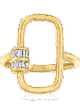 自营 Ross-Simons 18kt 金镀在纯银上锥形长方形钻石椭圆登山扣环