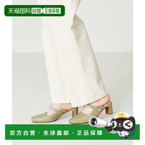 日本直邮Oriental Traffic 珍珠带穆勒高跟鞋 [41121 OR526BW0028