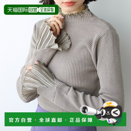 日本直邮GeeRA 褶皱高领罗纹上衣针织