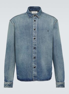 Saint Laurent 圣罗兰 男士 Cassandre 牛仔布衬衫 001124
