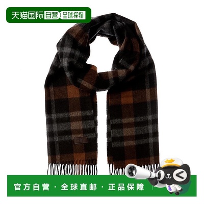 自营Hickey Freeman Exploded Plaid Cashmere Scarf - brown 美