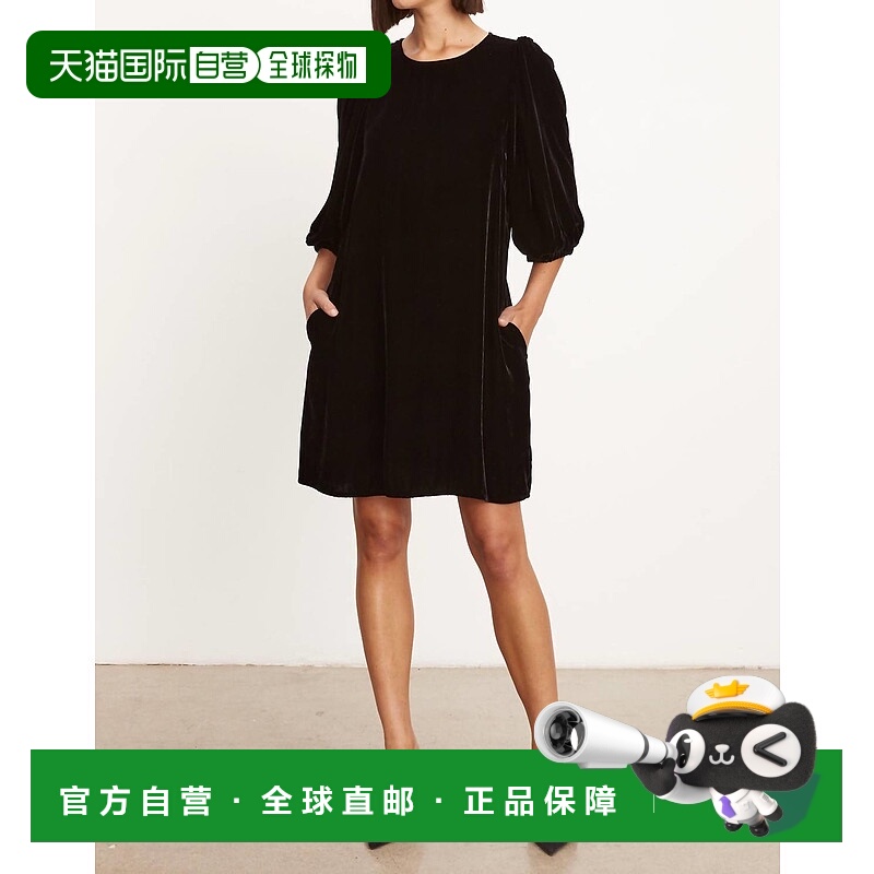 自营 velvet by graham & spencerSs Becky 黑色天鹅绒连衣裙 -