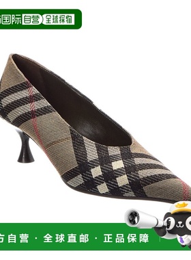 自营Burberry Check Pump - brown 美国奥莱直发