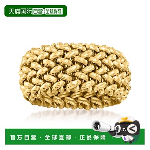 自营 Ross-Simons 意大利 14kt 黄金串珠网眼戒指 - 黄色 美国奥