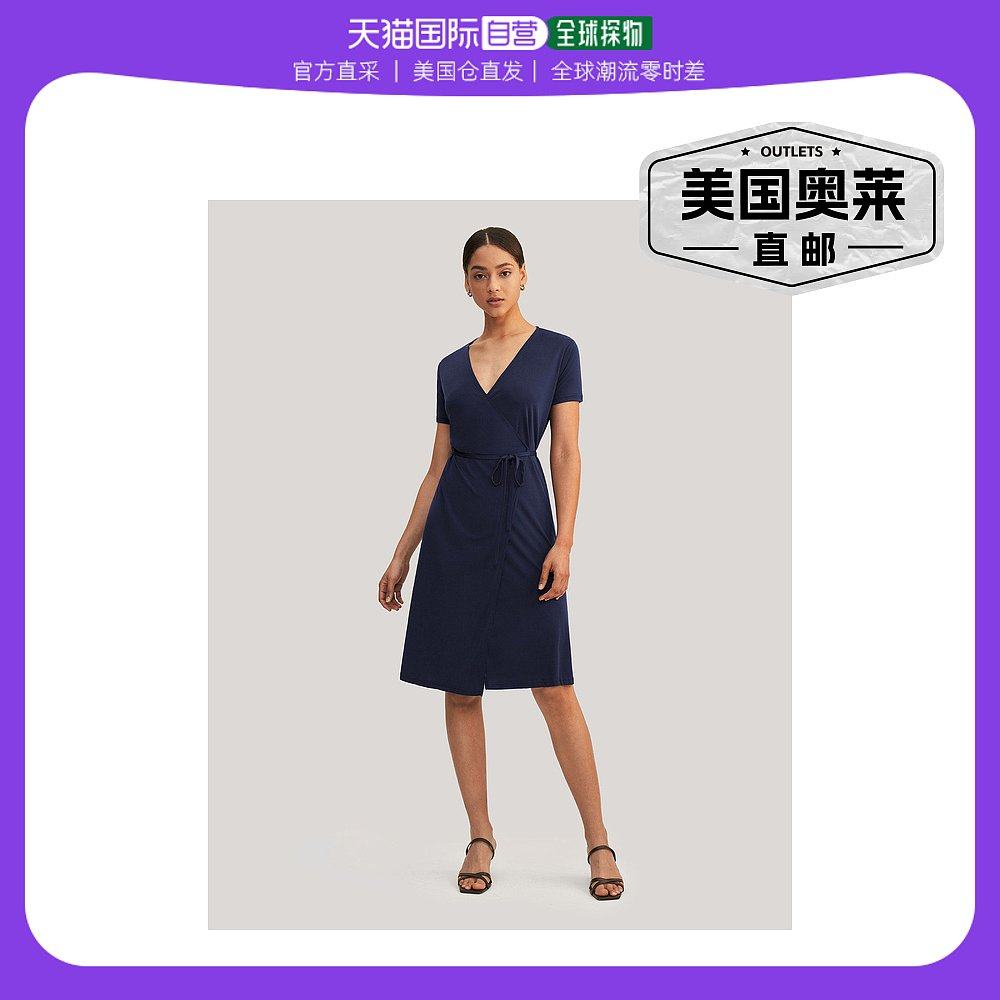 lilysilk女式纯色真丝针织连衣裙 - 海军蓝 【美国奥莱】直发