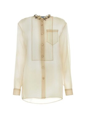 潮奢 Prada 普拉达 女士 亮片纽扣欧根纱衬衫 P485GRSOOO1379