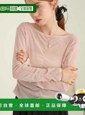 1h可退 日本直邮hinari 女装 雪纺绒感透视褶皱上衣 2WAY设计 HN0