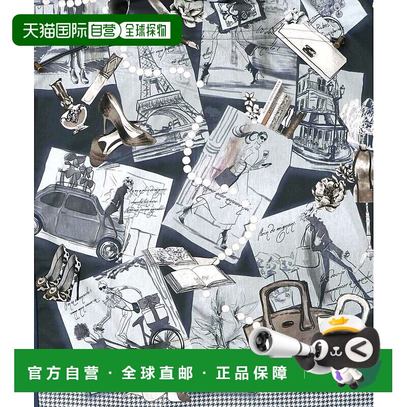 1h可退 日本直邮iS ScoLar 女装 巴黎购物女孩插画印花宽松连衣裙