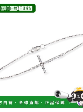 自营 Ross-Simons 14kt 白金侧向交叉手链带钻石 - 8 英寸 美国奥