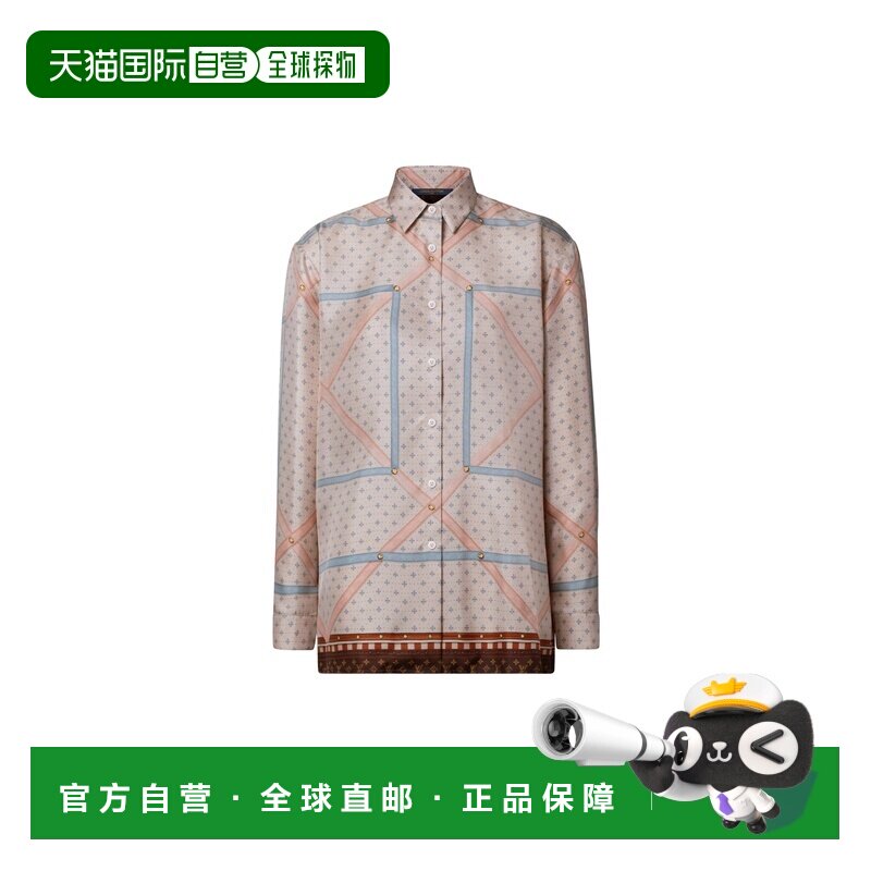 自营欧洲直邮LV路易威登 女士米白色丝绸Malle印花衬衫
