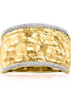 【美国奥莱】直发 Ross-Simons 18kt 金锤钻戒指 白色