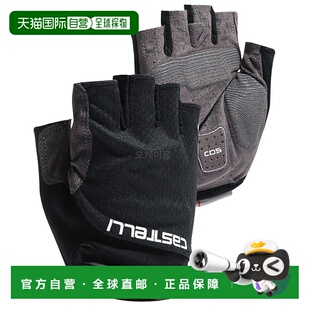 韩国直邮Castelli骑行手套黑色字母半指掌垫吸汗舒适4521075-085