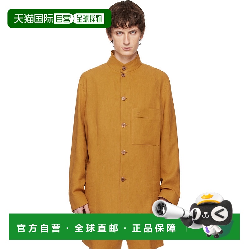 1h可退 香港直邮潮奢 zegna 杰尼亚 男士 黄色 Standing Collar