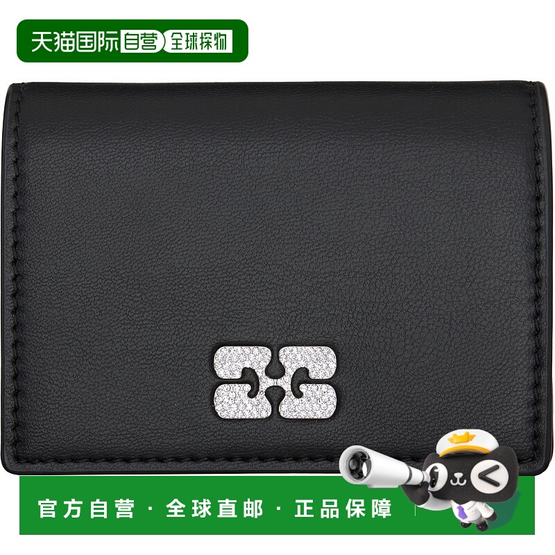 1h可退 香港直邮潮奢 GANNI 甘尼 女士 黑色 Bou 钱包 A6395