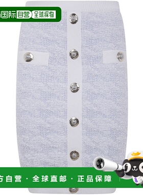 香港直邮BALMAIN 女士半身裙 FF1LC016KI72SOM AW2025 蓝色 纽扣